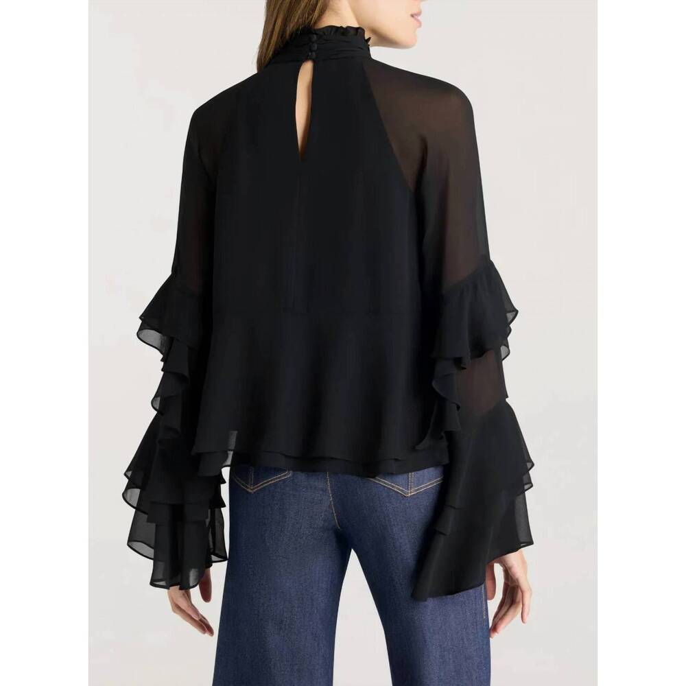NEW CINQ A SEPT skylah top in black - Picture 3 of 4